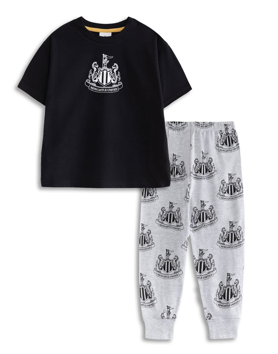Newcastle United Logo Boys Multicoloured Short Sleeve Long Leg Pyjama Set