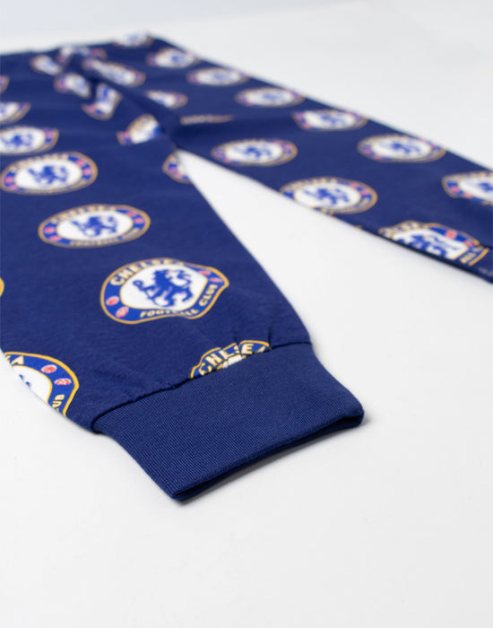 Chelsea Logo Boys Blue Short Sleeve Long Leg Pyjama Set