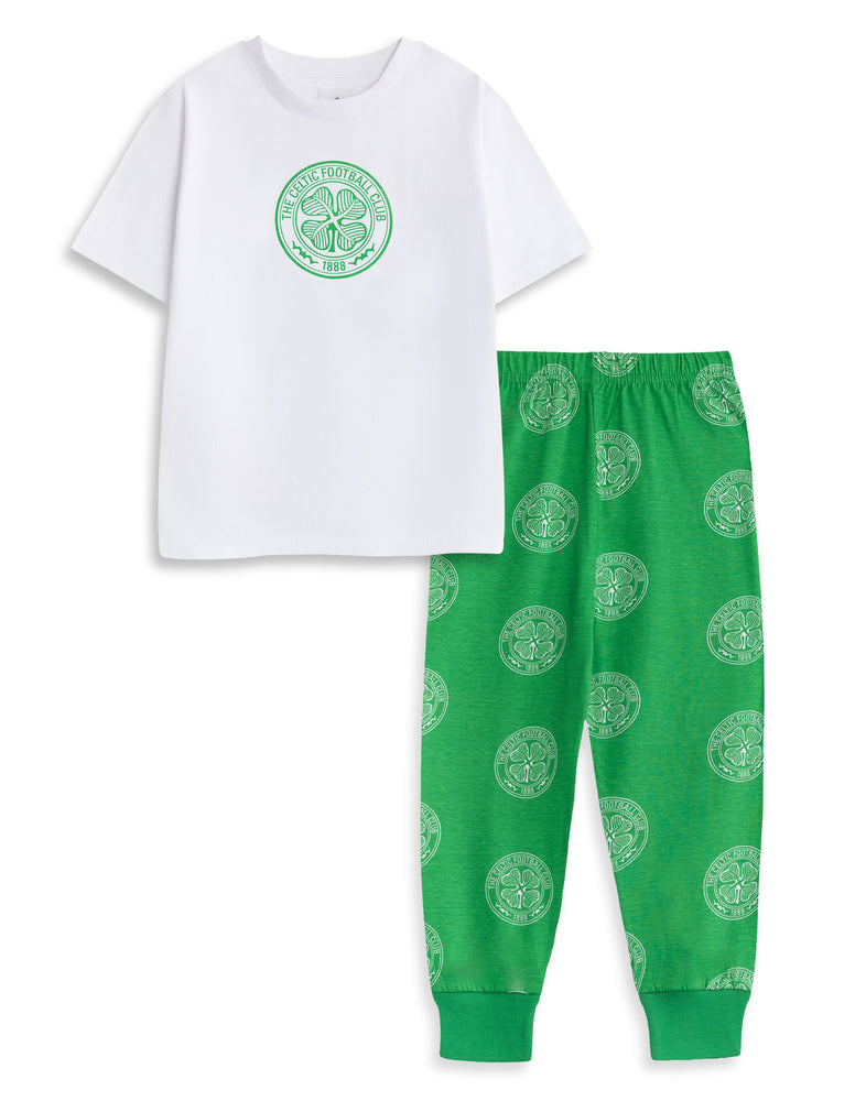 Celtic Logo Boys Green Short Sleeve Long Leg Pyjama Set