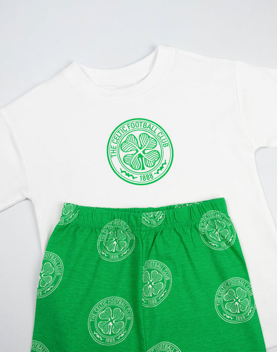 Celtic Logo Boys Green Short Sleeve Long Leg Pyjama Set