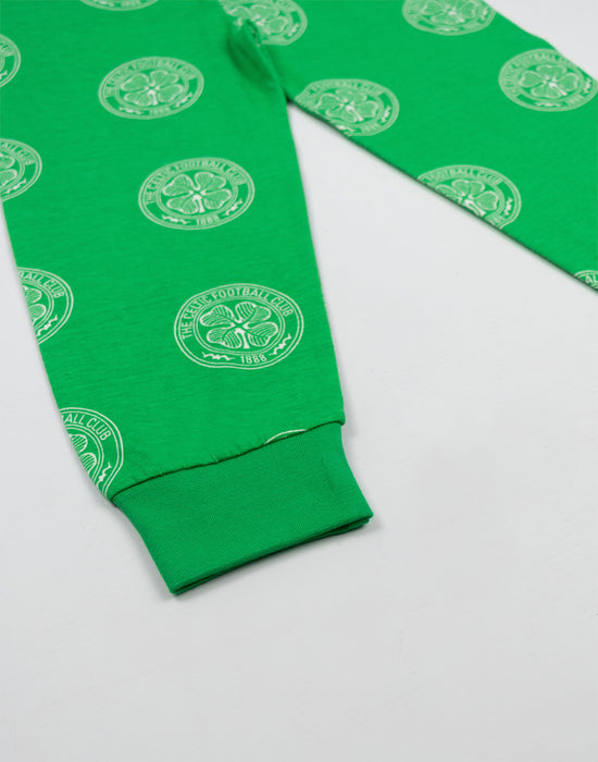 Celtic Logo Boys Green Short Sleeve Long Leg Pyjama Set