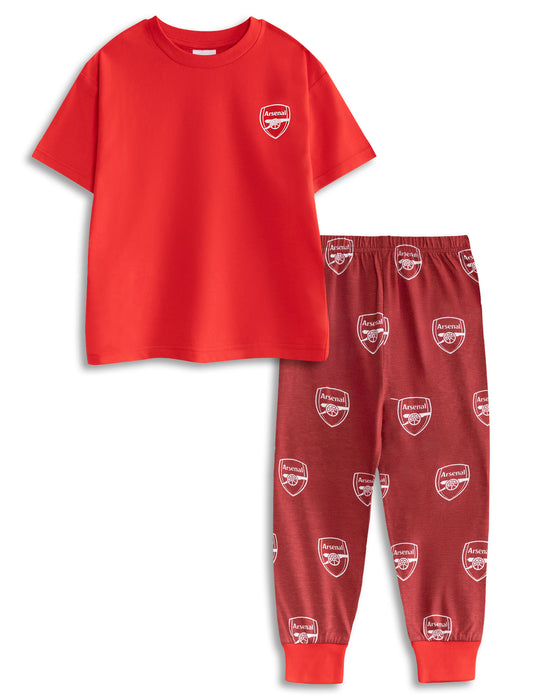 Arsenal Logo Boys Red Short Sleeve Long Leg Pyjama Set