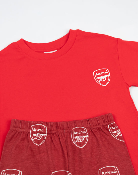 Arsenal Logo Boys Red Short Sleeve Long Leg Pyjama Set