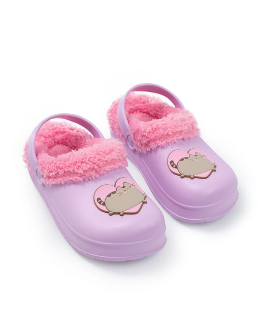 Pusheen Heart Girls Purple Clogs
