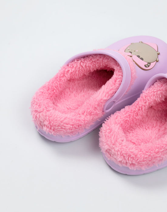 Pusheen Heart Girls Purple Clogs