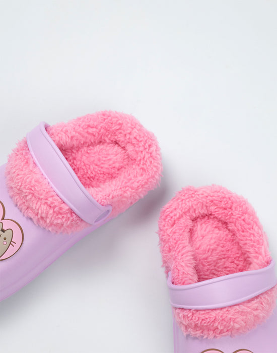 Pusheen Heart Girls Purple Clogs