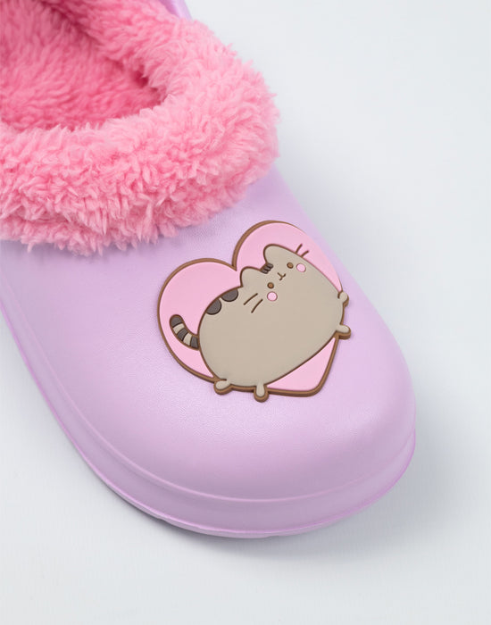 Pusheen Heart Girls Purple Clogs