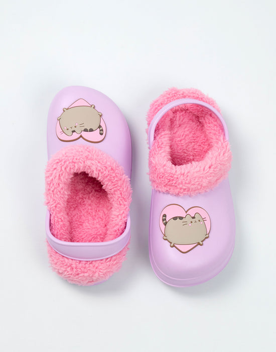 Pusheen Heart Girls Purple Clogs