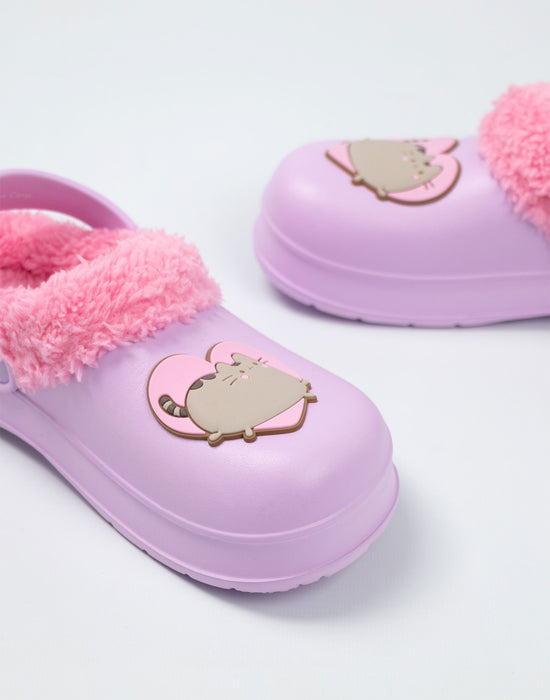 Pusheen Heart Girls Purple Clogs