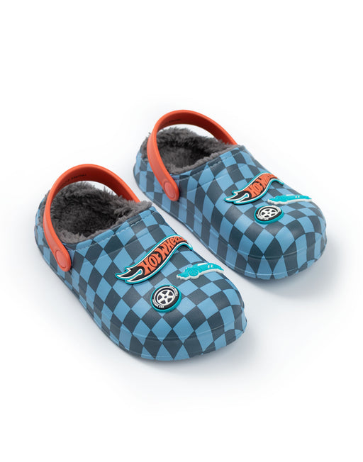 Hot Wheels Checkerboard Boys Blue Clogs