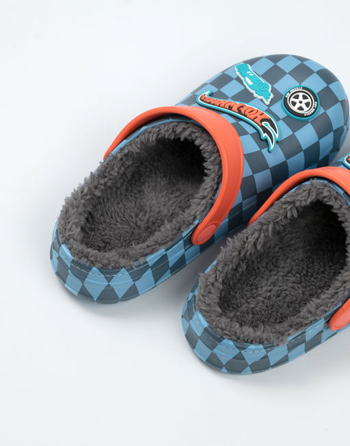 Hot Wheels Checkerboard Boys Blue Clogs