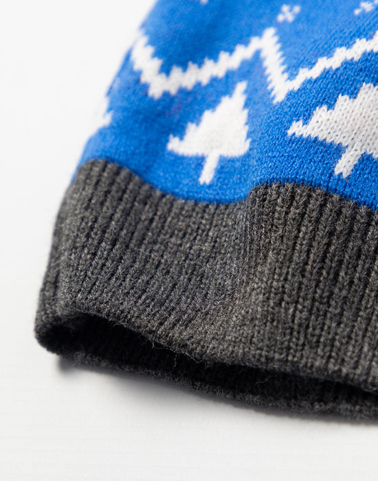 Spiderman Character Face Boys Blue Christmas Jumper