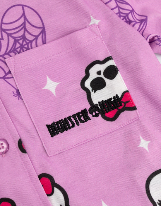Monster High Character Girls Pink Long Sleeve Long Leg Pyjama Set