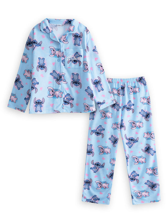 Lilo & Stitch Character Girls Blue Long Sleeve Long Leg Pyjama Set