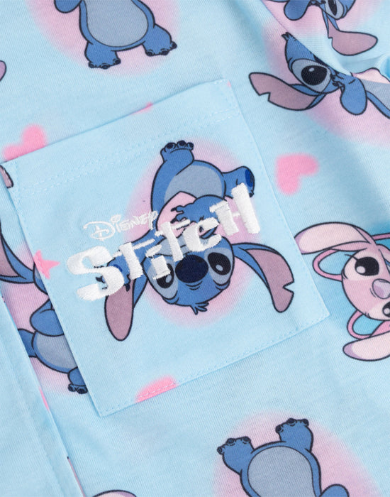 Lilo & Stitch Character Girls Blue Long Sleeve Long Leg Pyjama Set