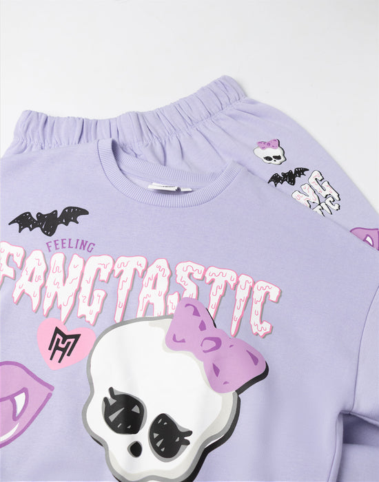 Monster High Fangtastic Girls Purple Sweatshirt and Joggers Set