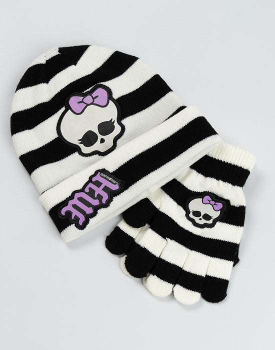 Monster High Character Girls Multicoloured Beanie and Gloves Set