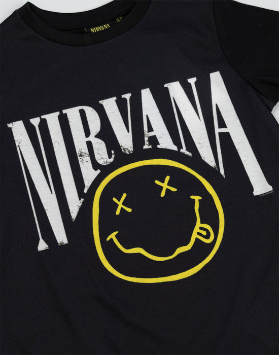 Nirvana Logo Unisex Kids Black Long Sleeve Long Leg Pyjama Set