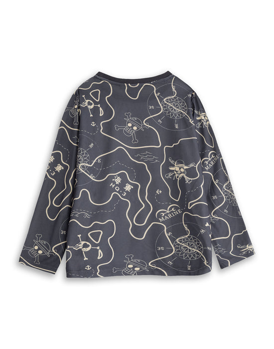 One Piece Logo Boys Grey Long Sleeve Long Leg Pyjama Set