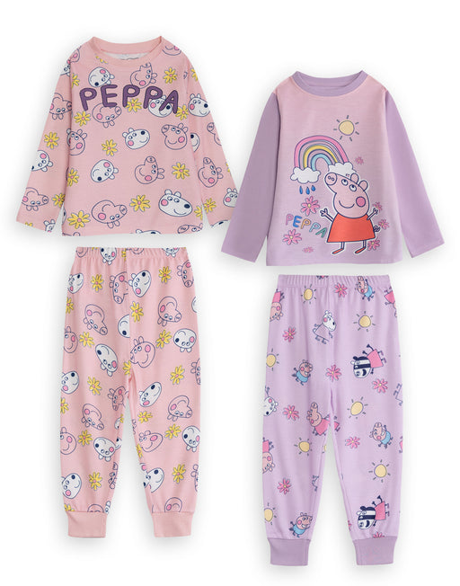 Peppa Pig Character Girls Multicoloured Long Sleeve Long Leg Pyjama Set