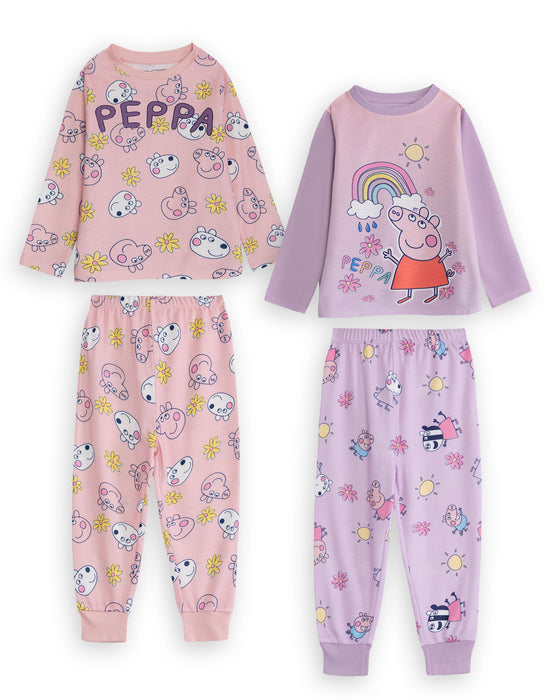Peppa Pig Character Girls Multicoloured Long Sleeve Long Leg Pyjama Set