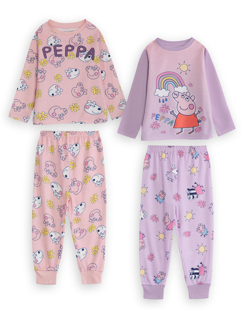 Peppa Pig Character Girls Multicoloured Long Sleeve Long Leg Pyjama Set
