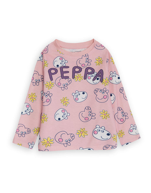 Peppa Pig Character Girls Multicoloured Long Sleeve Long Leg Pyjama Set