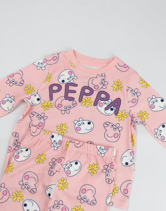 Peppa Pig Character Girls Multicoloured Long Sleeve Long Leg Pyjama Set