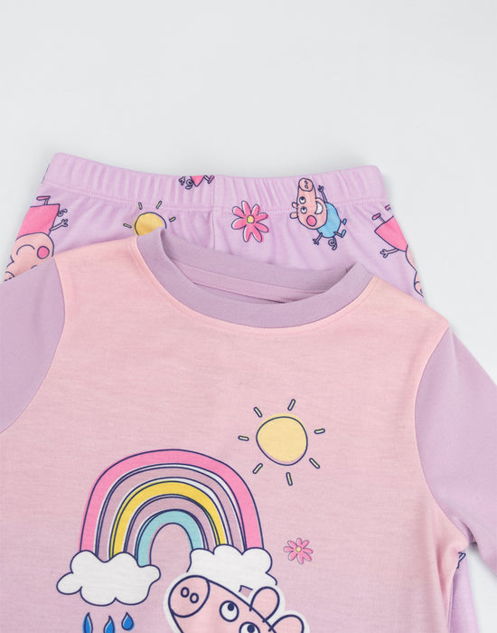 Peppa Pig Character Girls Multicoloured Long Sleeve Long Leg Pyjama Set