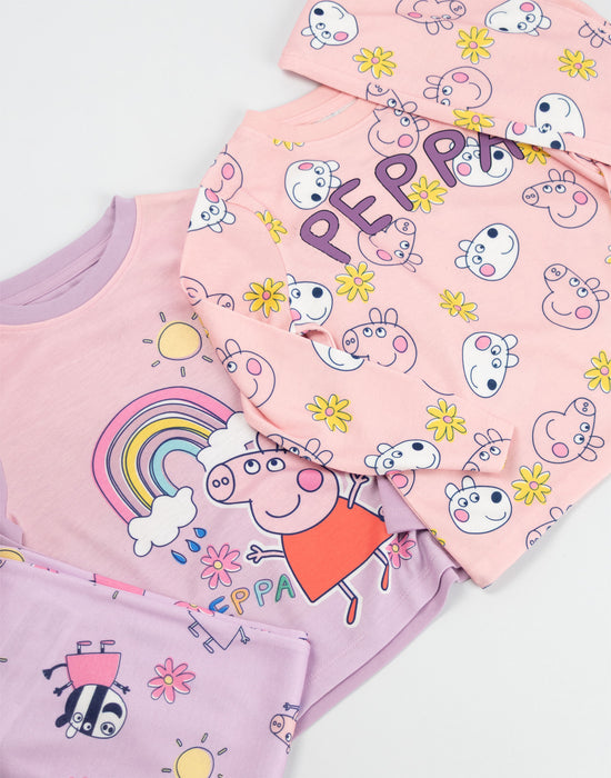 Peppa Pig Character Girls Multicoloured Long Sleeve Long Leg Pyjama Set