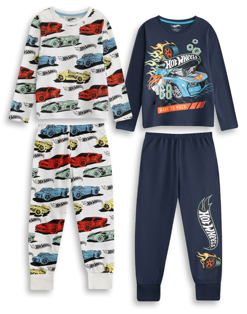 Hot Wheels Character Unisex Kids Multicoloured Multi-Pack of 2 Long Sleeve Long Leg Pyjama Set