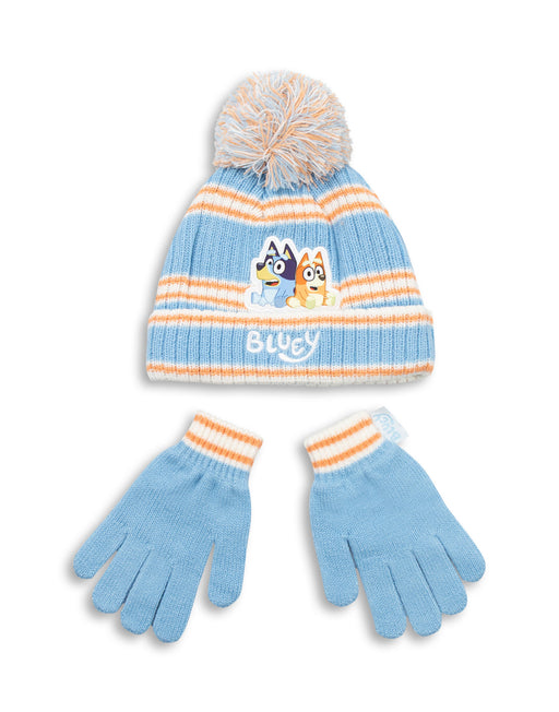 Bluey Character Girls Blue Beanie and Gloves Set