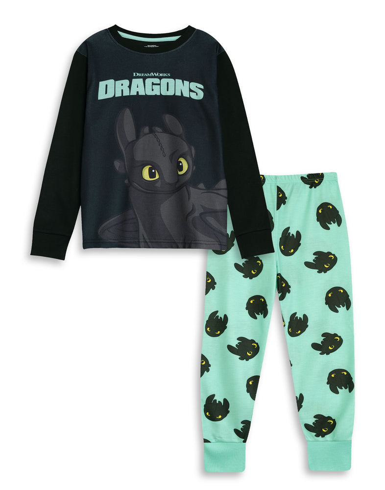 How to Train Your Dragon Toothless Unisex Kids Black Long Sleeve Long Leg Pyjama Set