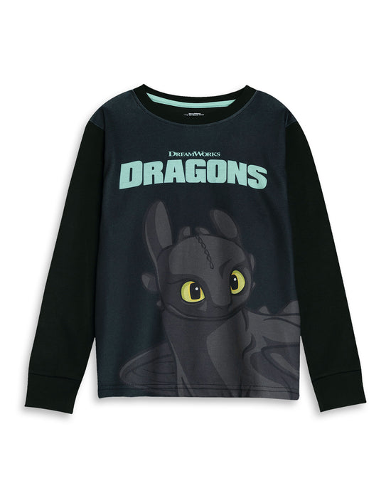 How to Train Your Dragon Toothless Unisex Kids Black Long Sleeve Long Leg Pyjama Set