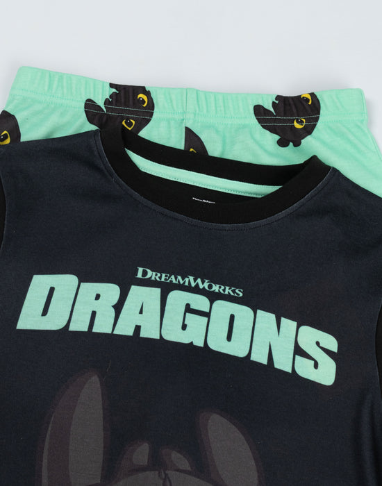 How to Train Your Dragon Toothless Unisex Kids Black Long Sleeve Long Leg Pyjama Set