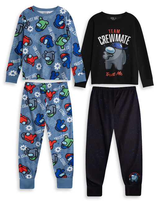 Among Us Character Boys Multicoloured Multi-Pack of 2 Long Sleeve Long Leg Pyjama Set