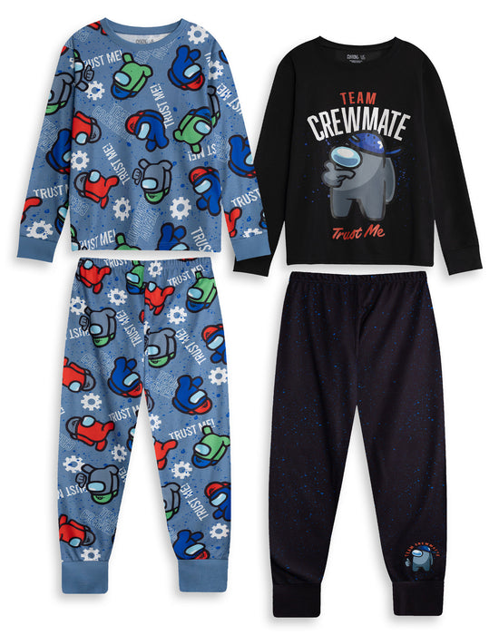 Among Us Character Boys Multicoloured Multi-Pack of 2 Long Sleeve Long Leg Pyjama Set