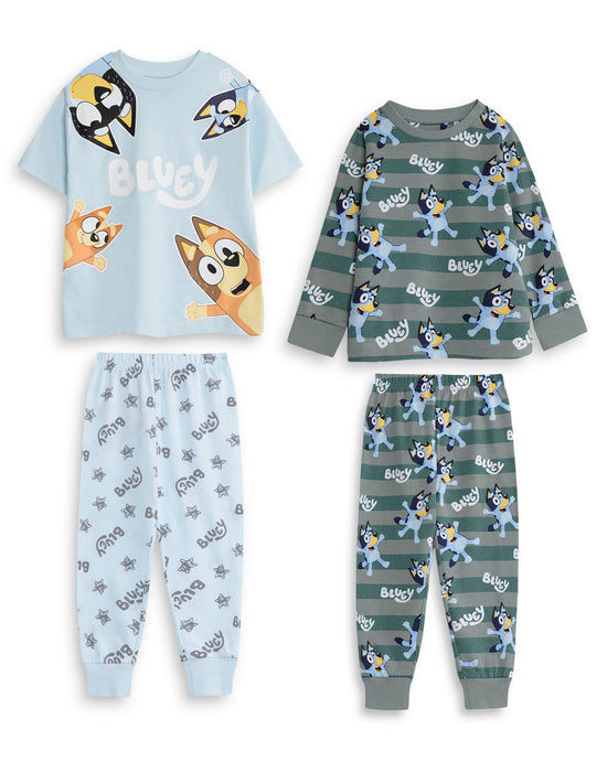 Bluey Character Boys Multicoloured Multi-Pack of 2 Long Leg Pyjama Set