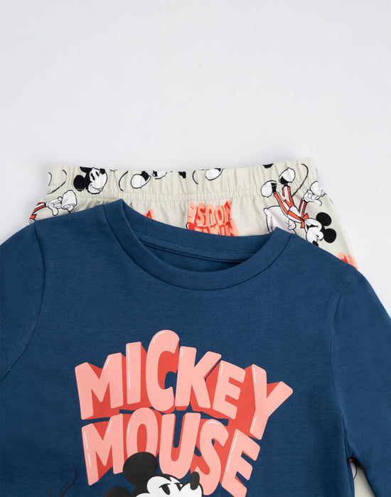 Disney Mickey Mouse Boys Blue Long Sleeve Long Leg Pyjama Set