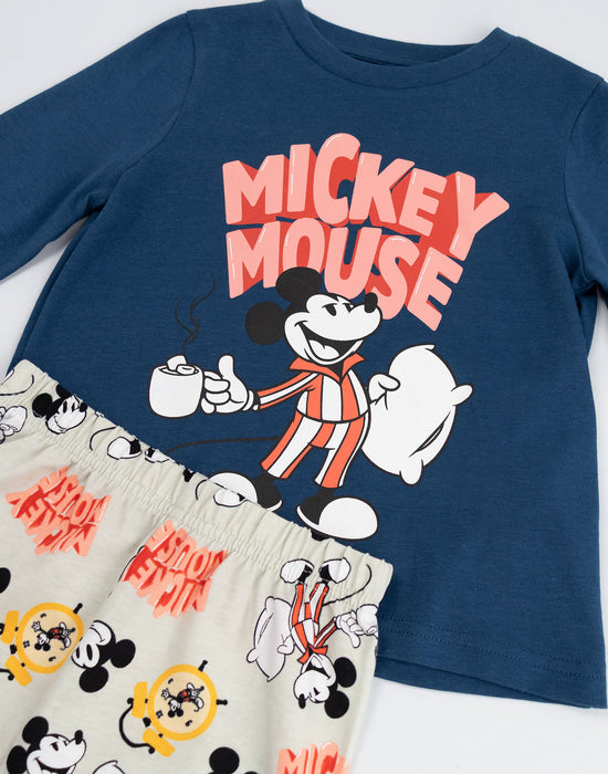 Disney Mickey Mouse Boys Blue Long Sleeve Long Leg Pyjama Set