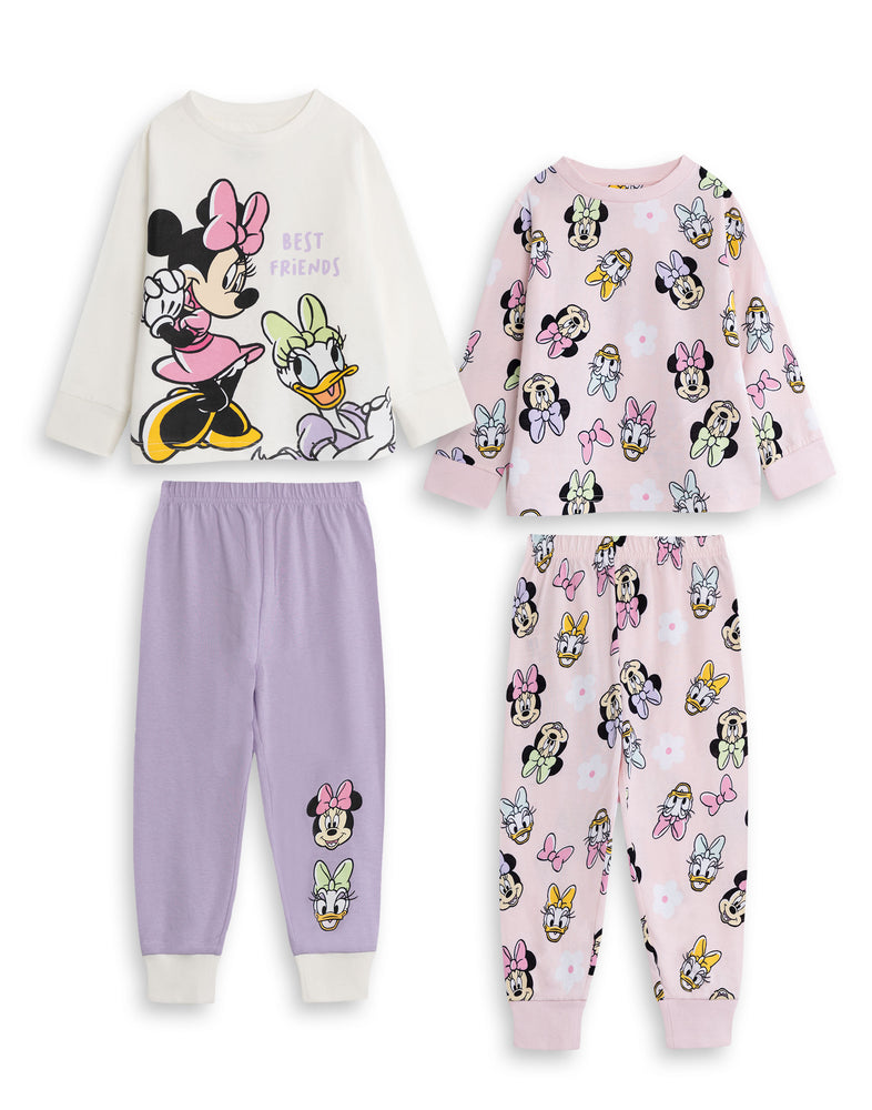 Disney Minnie Mouse Girls Multicoloured Multi-Pack of 2 Long Sleeve Long Leg Pyjama Set