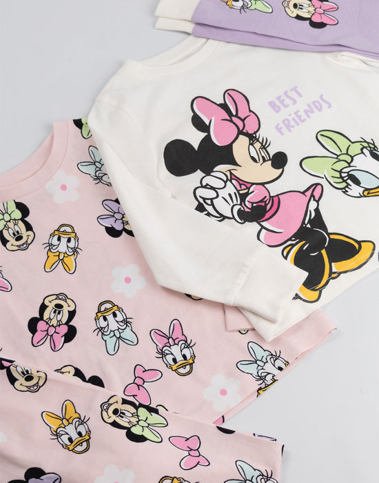 Disney Minnie Mouse Girls Multicoloured Multi-Pack of 2 Long Sleeve Long Leg Pyjama Set