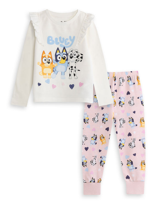 Bluey Character Girls Cream Long Sleeve Long Leg Pyjama Set
