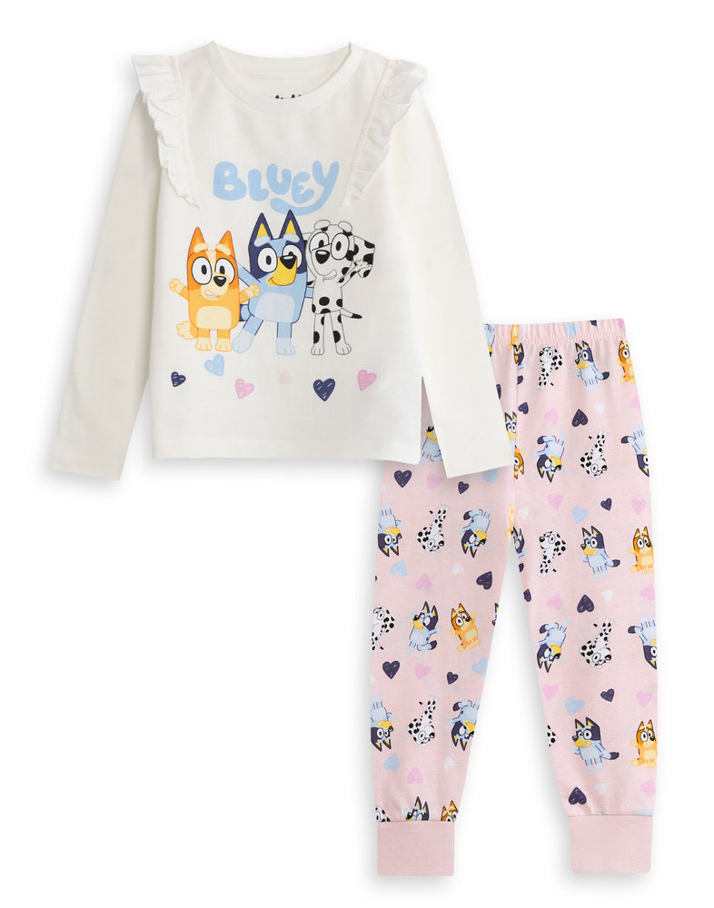 Bluey Character Girls Cream Long Sleeve Long Leg Pyjama Set