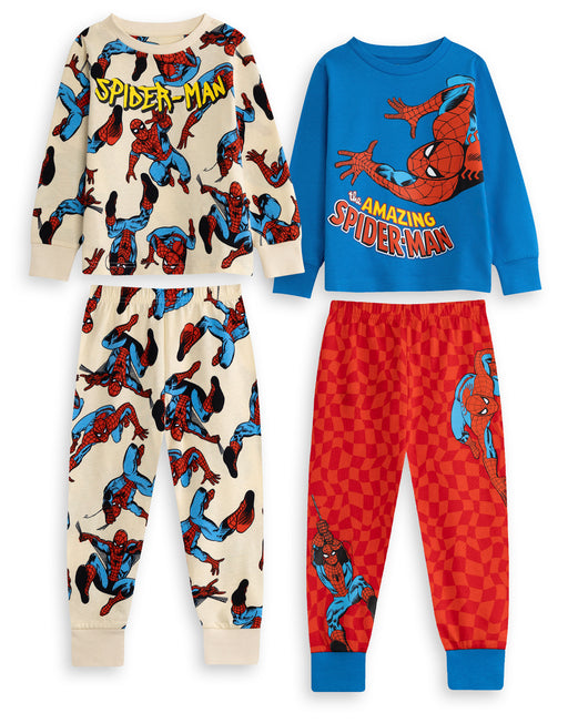 Marvel Spiderman Boys Multicoloured Multi-Pack of 2 Long Sleeve Long Leg Pyjama Set