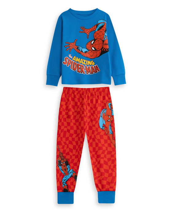 Marvel Spiderman Boys Multicoloured Multi-Pack of 2 Long Sleeve Long Leg Pyjama Set