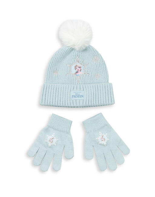 Disney Frozen Girls Blue Beanie and Gloves Set