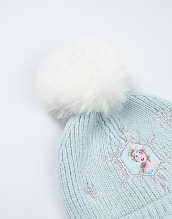 Disney Frozen Girls Blue Beanie and Gloves Set