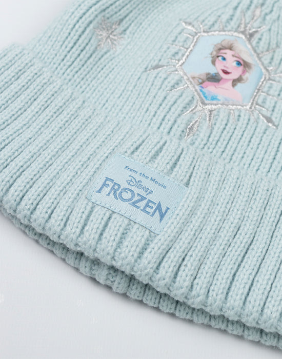 Disney Frozen Girls Blue Beanie and Gloves Set