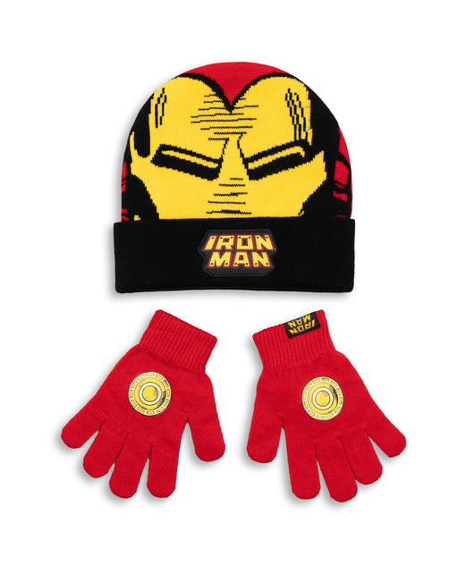 Marvel Ironman Boys Red Beanie and Gloves Set